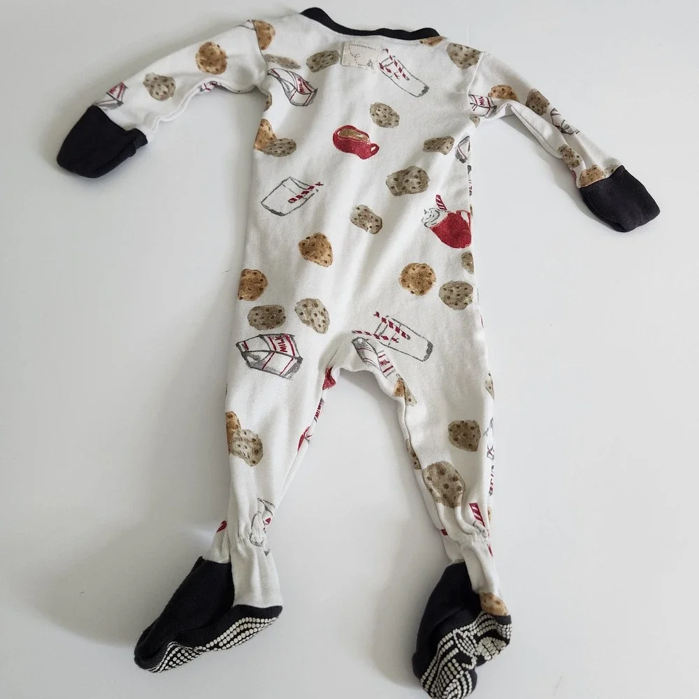 Burts‎ Bees Baby 100% Organic Cotton Milk and Cookies Footed Sleeper 0-3M Zip Up